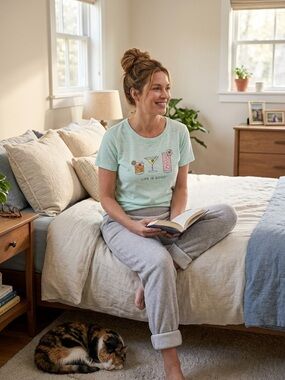 Life is Good Size M Green Happy Hour / Cocktails Graphics Sleep Top T-Shirt